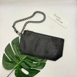 Louis Vuitton Black Leather Epi Clutch Pouchette Pouch Travel Sac Depaule